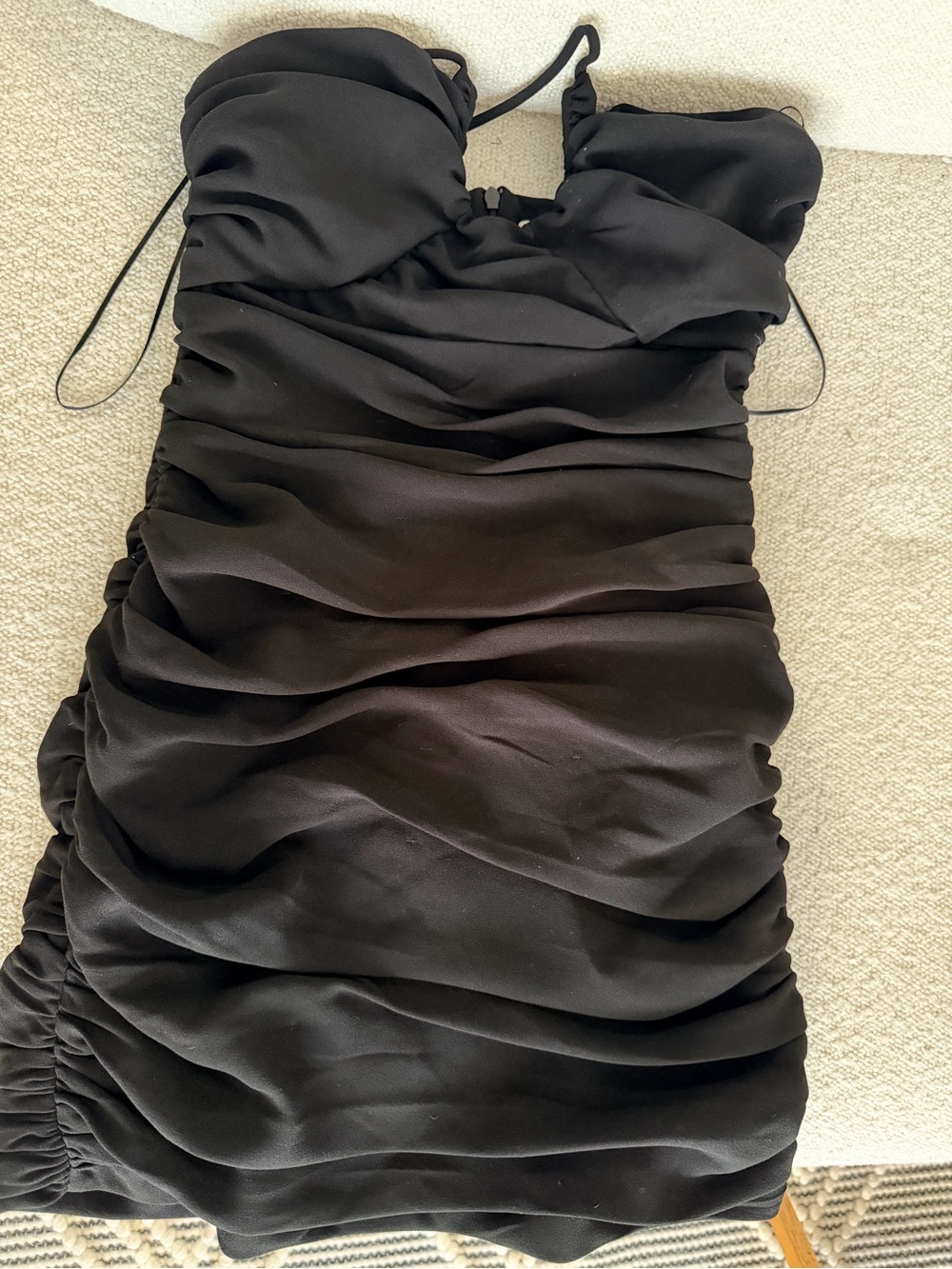 Zara Black Ruched Strapless Mini Dress